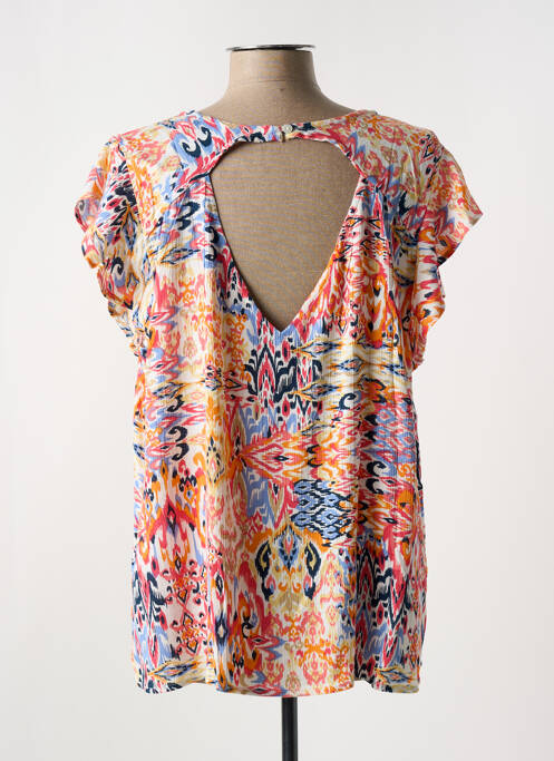 Blouse imprimé fantaisie manches courtes orange ICHI femme