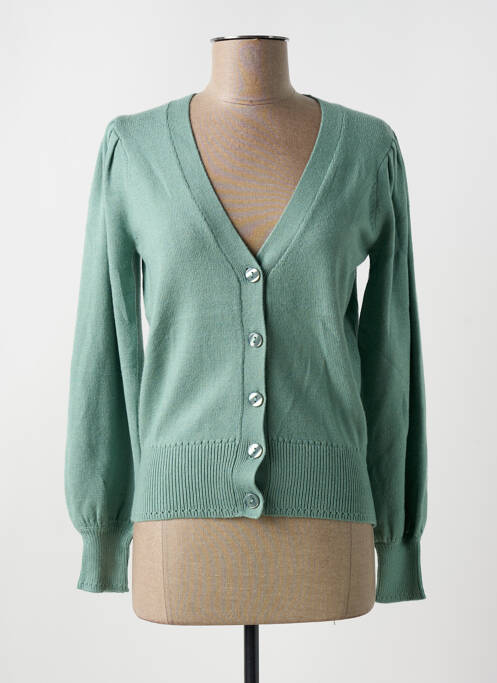 Gilet manches longues vert ICHI pour femme