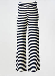 Pantalon flare stretch taille haute bleu ICHI femme