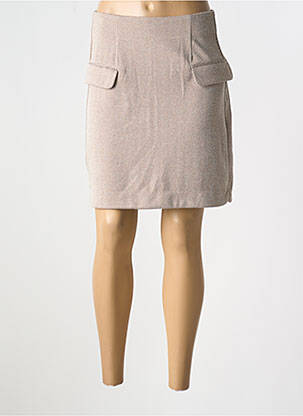 Jupe courte poches marron ICHI femme