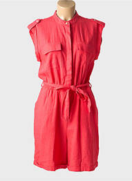 Combishort fermeture boutonnée sur le devant manches courtes rose ICHI femme