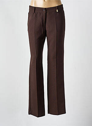 Pantalon droit tissage popeline taille normale marron ANDAMIO femme