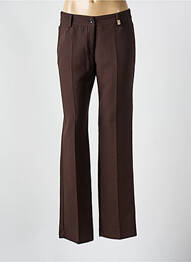 Pantalon droit tissage popeline taille normale marron ANDAMIO femme
