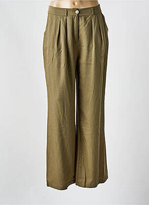 Pantalon large fermeture zippée sous rabat boutonné taille normale vert MUS & BOMBON femme