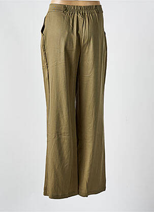 Pantalon large tissage popeline taille normale vert MUS & BOMBON femme