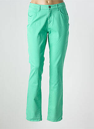 Pantalon slim tissage popeline taille normale vert KANOPE femme
