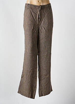 Pantalon droit fermeture zippée sous rabat boutonné taille normale marron ANNA MONTANA femme