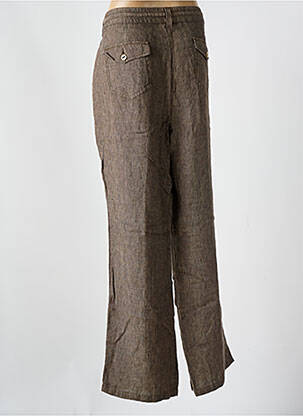 Pantalon droit fermeture zippée sous rabat boutonné taille normale marron ANNA MONTANA femme