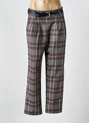 Pantalon droit taille à pinces taille haute gris LA FEE MARABOUTEE femme