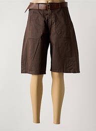 Bermuda taille élastique taille haute marron LUMINE femme