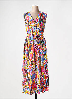 Robe longue imprimé fantaisie sans manche rouge PERSONA BY MARINA RINALDI femme