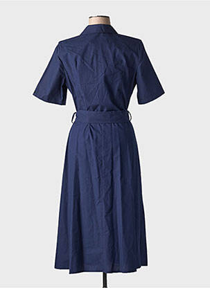 Robe mi-longue manches courtes manches courtes bleu COTTONADE femme