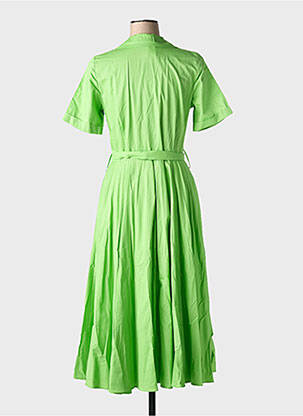 Robe mi-longue manches courtes manches courtes vert clair COTTONADE femme