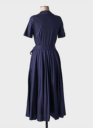 Robe mi-longue manches courtes manches courtes bleu fonce COTTONADE femme