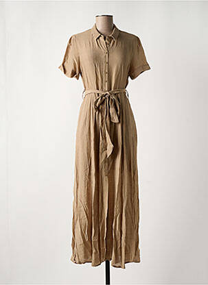 Robe longue manches courtes manches courtes marron GOA femme