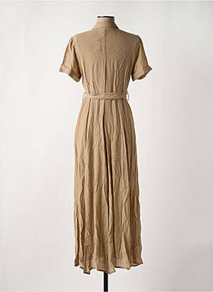 Robe longue tissage popeline manches courtes marron GOA femme