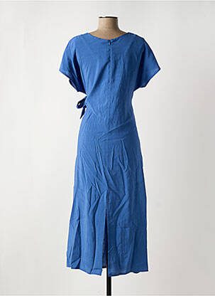 Robe mi-longue fermeture zippée au dos manches courtes bleu SENES femme