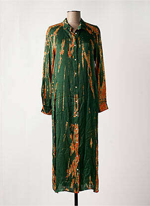 Robe mi-longue imprimé fantaisie manches longues vert BELLA JONES femme