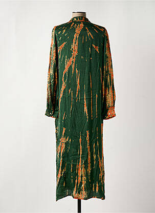 Robe mi-longue imprimé fantaisie manches longues vert BELLA JONES femme