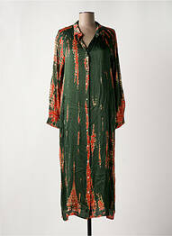 Robe mi-longue imprimé fantaisie manches longues orange BELLA JONES femme
