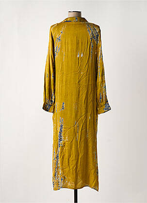 Robe mi-longue imprimé fantaisie manches longues jaune BELLA JONES femme