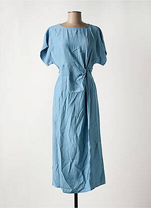 Robe mi-longue manches courtes manches courtes bleu ANGE femme