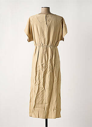 Robe mi-longue manches courtes manches courtes beige ANGE femme