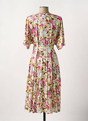 Robe mi-longue imprimé fleurs manches courtes beige MAX MARA femme