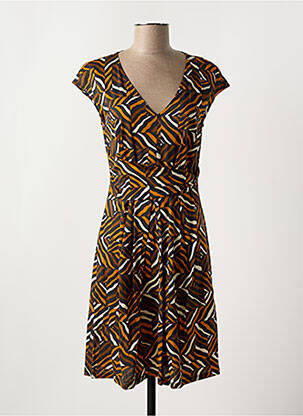 Robe mi-longue imprimé fantaisie manches courtes marron MAX MARA femme