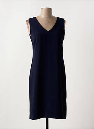 Robe mi-longue tissage crêpe sans manche bleu MAZAO femme