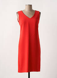 Robe mi-longue tissage crêpe sans manche rouge MAZAO femme