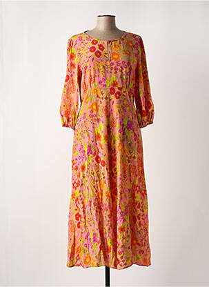 Robe longue imprimé fleurs manches 3/4 orange MAX MARA femme