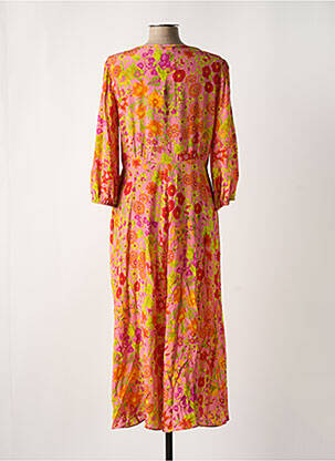 Robe longue imprimé fleurs manches 3/4 orange MAX MARA femme