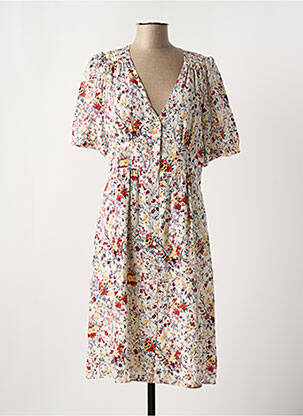 Robe mi-longue imprimé fleurs manches courtes blanc GERARD DAREL femme