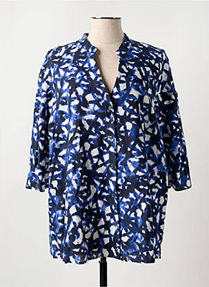 Chemisier imprimé fantaisie manches longues bleu MARINA RINALDI femme