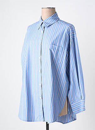 Chemisier coupe droite manches longues bleu JANIS & JOHN femme