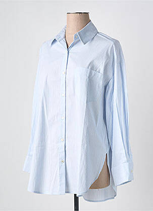 Chemisier coupe droite manches longues bleu JANIS & JOHN femme