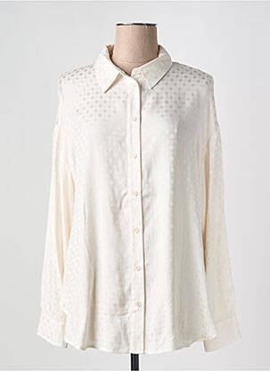 Chemisier imprimé fantaisie manches longues beige IDANO femme
