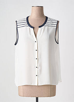 Chemisier tissage crêpe sans manche blanc GERARD DAREL femme