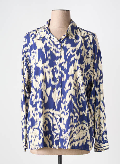 Chemisier imprimé fantaisie manches longues bleu EMABLUES femme