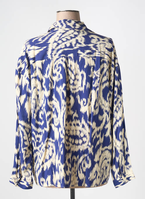 Chemisier imprimé fantaisie manches longues bleu EMABLUES femme