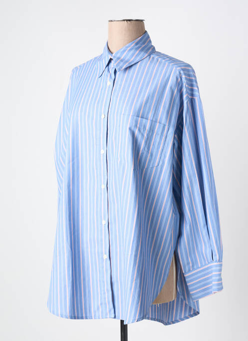 Chemisier coupe droite manches longues bleu JANIS & JOHN femme