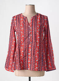 Blouse imprimé fleurs manches longues rouge FREDA femme