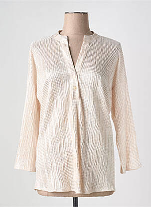 Tunique manches longues fermeture boutonnée sur le devant beige JANIS & JOHN femme