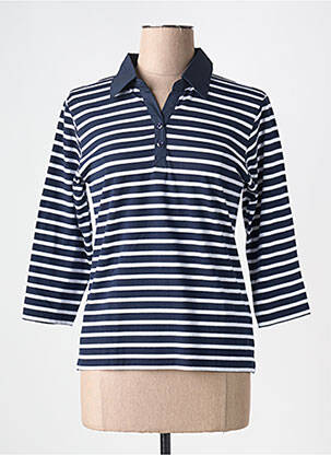 Polo imprimé rayures manches 3/4 bleu SOIE POUR SOI femme