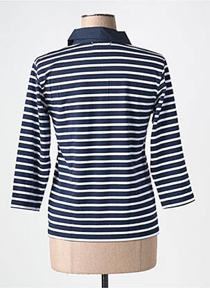 Polo imprimé rayures manches 3/4 bleu SOIE POUR SOI femme