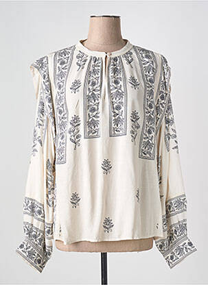 Blouse imprimé fantaisie manches longues beige STELLA FOREST femme