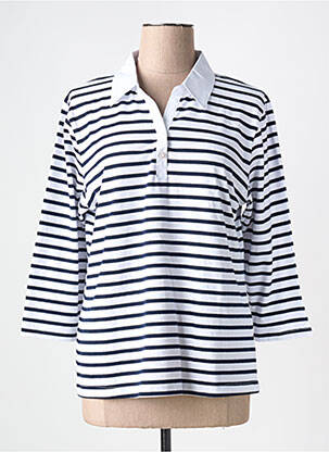 Polo imprimé rayures manches 3/4 blanc SOIE POUR SOI femme