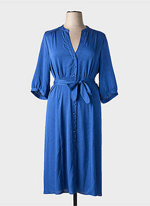 Robe mi-longue coupe fluide manches 3/4 bleu GERARD DAREL femme