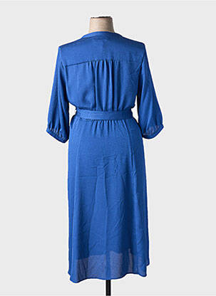 Robe mi-longue coupe fluide manches 3/4 bleu GERARD DAREL femme